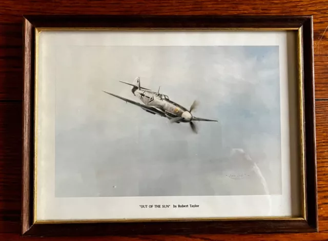 Vintage WW2 Messerschmitt Out Of The Sun Signed Print by Robert Taylor - Framed