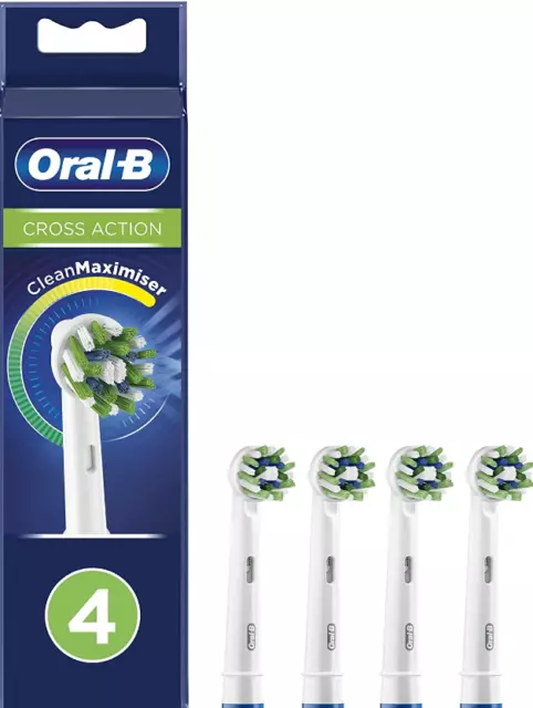 Pack 4 Brossettes Oral B Cross Action Têtes Rechange Brosse à Dents Électrique