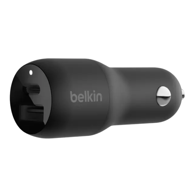 Belkin 37W Dual Port Fast Car Charger, USB Type C 25W PPS Port and USB A 12W