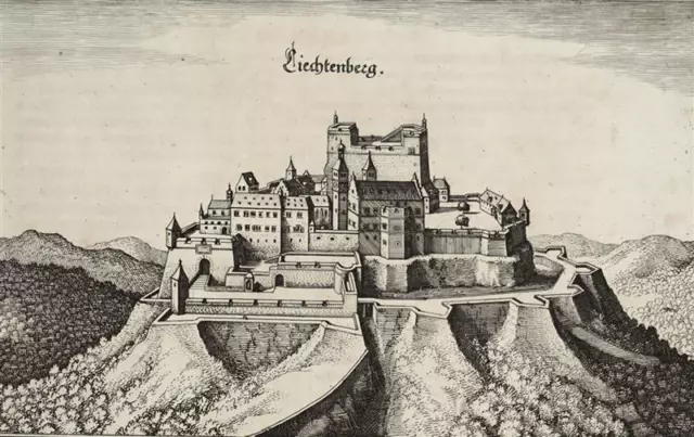 LICHTENBERG - Vogelschau - Matthäus Merian - Kupferstich 1643