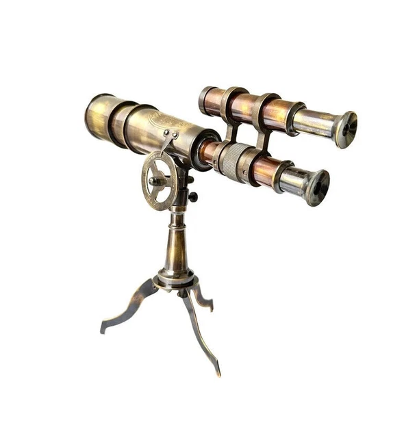 Télescope Ancien Style Vintage En Laiton - Support Trépied - Décoration Marine