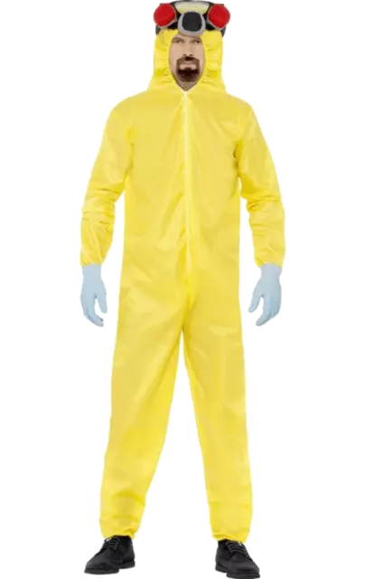 Men's Breaking Bad Yellow Hazmat Suit Halloween Fancy Dress Costume