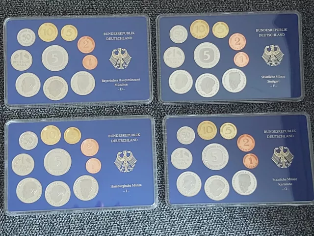 BRD MARK-WÄHRUNG: 4 X 1987-SET, D;F;G;J (Kursmünzensätze, Deutschland)