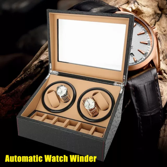 4+6 Uhren Automatisch Uhrenbeweger Watchwinder Box Uhrenbox Uhrenkasten LederNEU