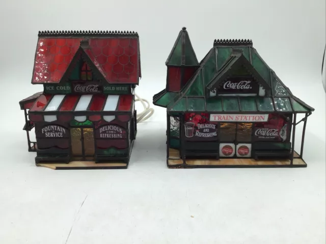 Coca-Cola Stained Glass Train Station and Corner Store Coca Cola Working
