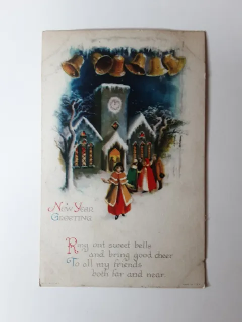 New Year Post Card Divided Quincy Illinois Canceled 1924 To All My Friends