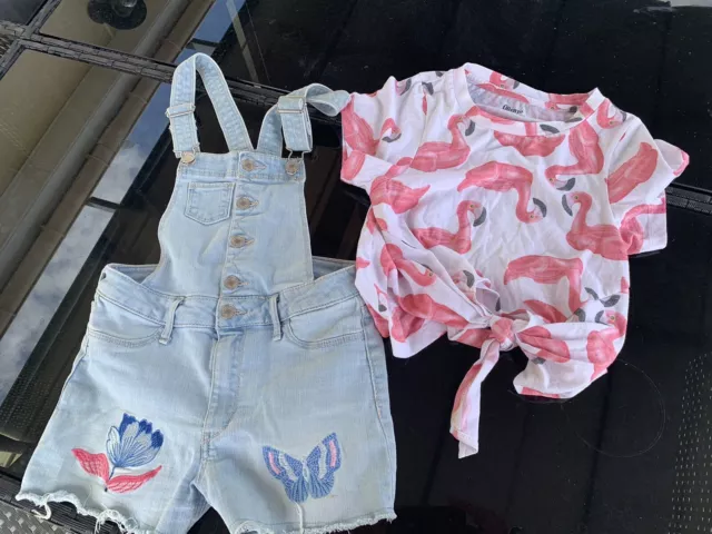 COMBI- SHORT En Jean ET T-SHIRT FILLE 10 Ans (fleur, Flamant Rose)