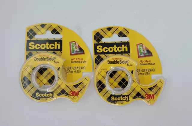 2x Scotch Double-Sided Tape w Dispenser Permanent Photo Safe 0.5x 250 Refillable