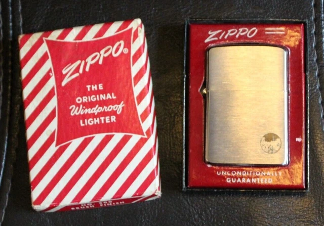 Vintage 1958 ZIPPO Lighter Original Box & Inserts NEVER FIRED Brushed Chrome