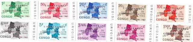 Congo Dem Rep # 371-80 Maps And Indendence Mnh