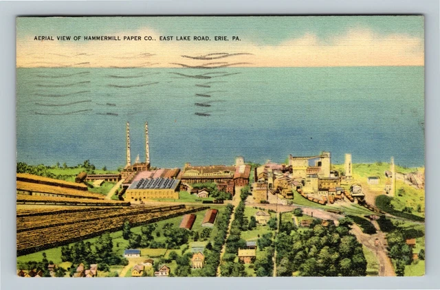 Erie PA, Aerial Hammermill Paper Co,  Pennsylvania c1939 Vintage Postcard