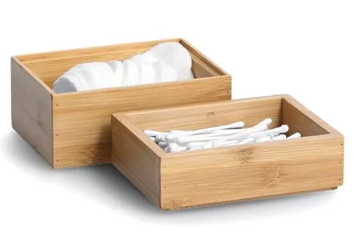 Zeller Kosmetik Organizer Ordnungsbox Bambus Holz 2.tlg Stapelbar Platzsparend