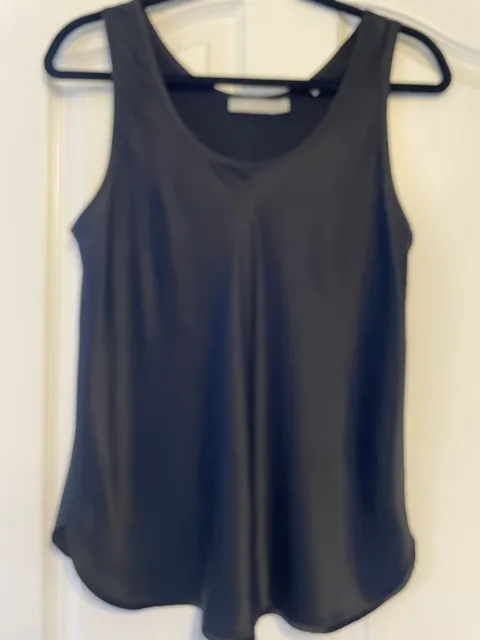 Vince Womens Silk Tank Cami  Black MEDIUM Bias Cut Scoop Neck.