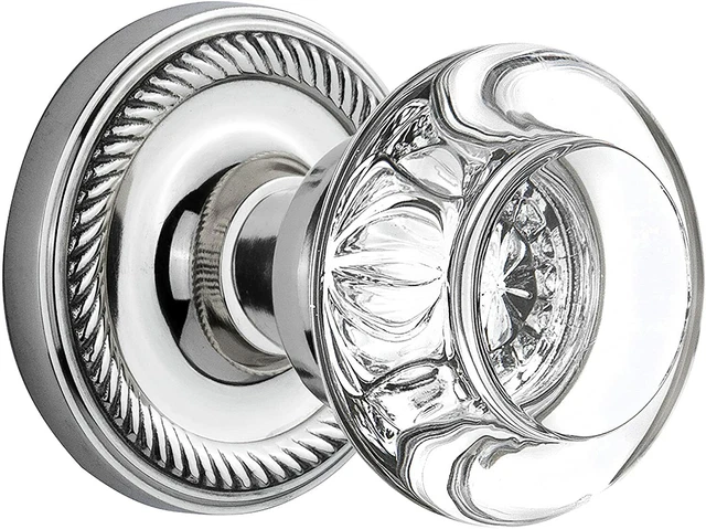 Nostalgic Warehouse Rope Rosette with Round Clear Crystal Glass Knob, Passage -