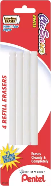 Pentel® Clic Eraser™ Refills, 3 1/2", White, Pack of 4