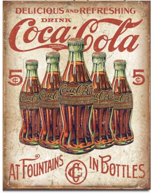 Coca Cola Bottle 5 Cents Metal Tin Sign Coke Garage Home Wall Decor #2091