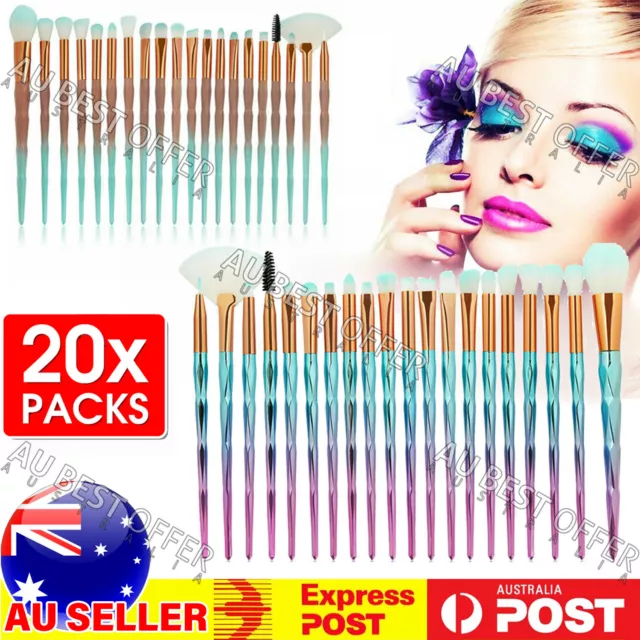 20PCS Eye Make-up Brushes  Unicorn Eyeshadow Eyebrow Blending Brush Set AUS