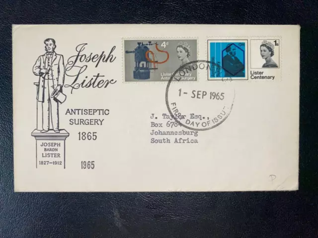 1965 Joseph Lister Illustrated Phosphor Fdc & London Wc Fdi Shs Cv £25