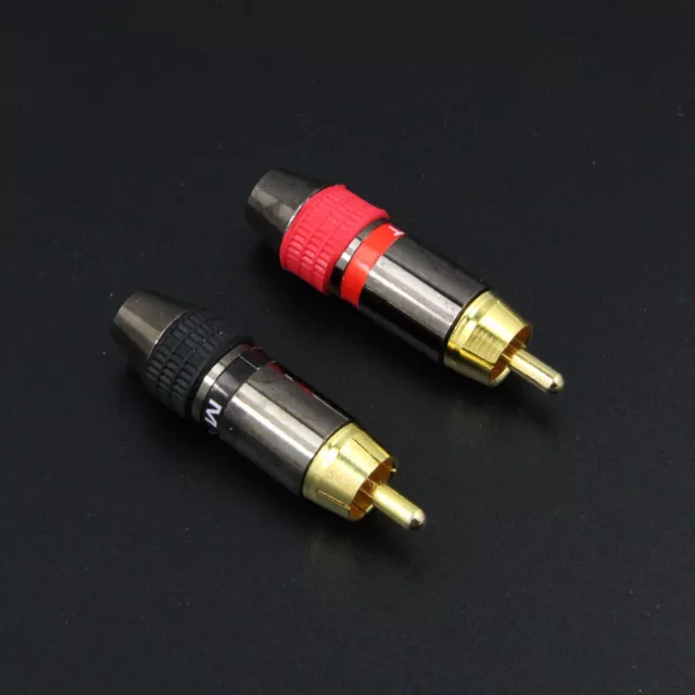 A Pair of RCA Phono Male Plug Solder Soldering Connector Adapter Terminal AV