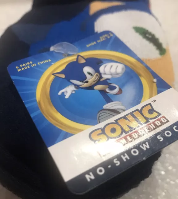 Sonic The Hedgehog 6 Pair No Show Low Cut Socks, New Sz L Shoe Sz 3-9