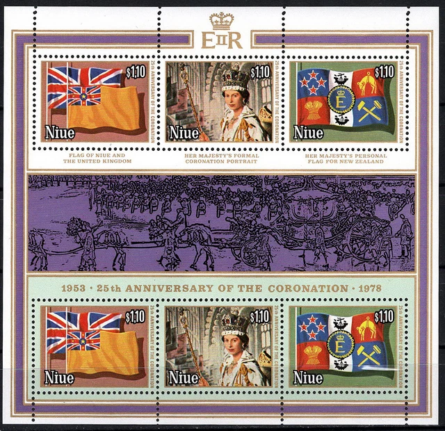 Niue - Krönung von Königin Elisabeth II. Kleinbogen postfrisch 1978 Mi. 202-207