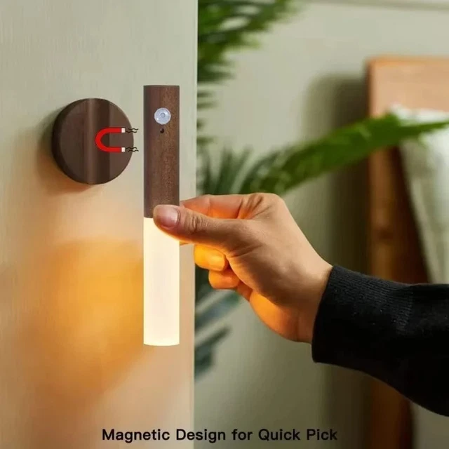 RECHARGEABLE LED INDUCTION Night Light Motion Sensor Closet Wall Lamp ...