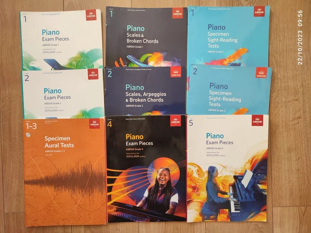9 books - ABRSM piano scales and exam pieces bundle grade 1 to 5 plus CD