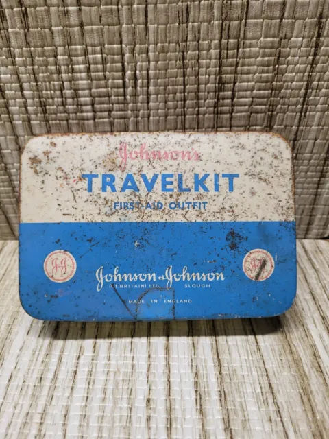 Vintage Johnson & Johnson Metal First Aid Travel Kit