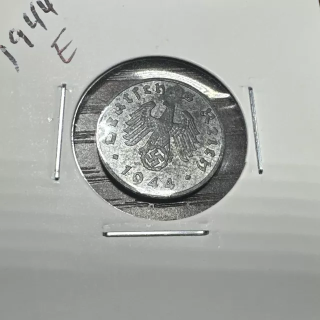 1944 WW2 Coin German 1 Reichspfennig 1944 E