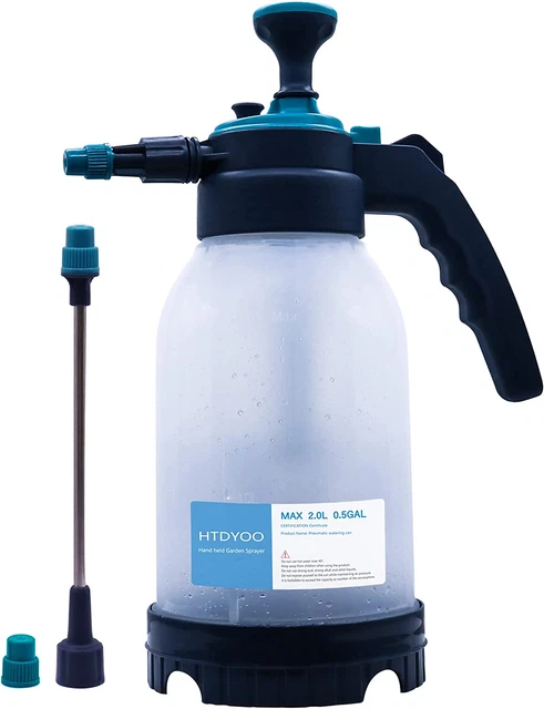 0.5 Gallon Hand Pump Sprayer, Hand Held Garden Sprayer, Water Spray Unit with Ad