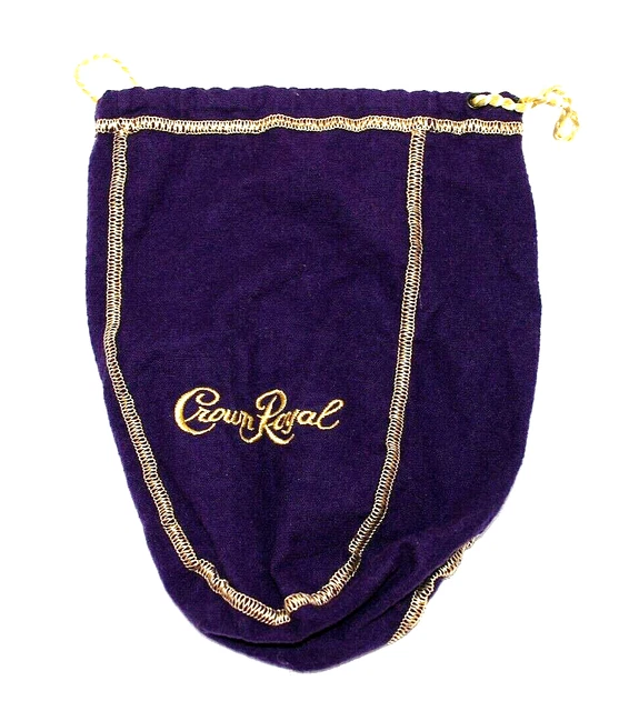 CROWN ROYAL Liquor Drawstring Bag Purple Gold Embroidery Distillery Advertising