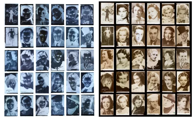 Actors & Actress CIRCA 1920/1930s Plaques photo en verres négatifs anciens.