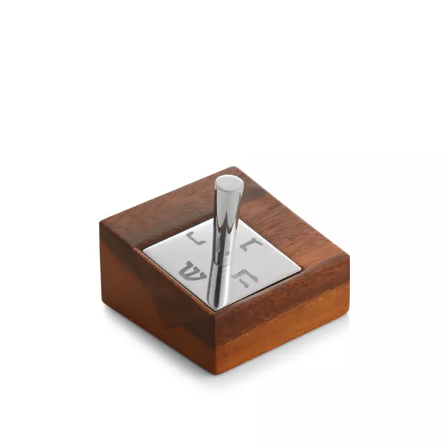 Nambe Geo Dreidel with Stand, Made of Nambe Alloy and Acacia Wood 2