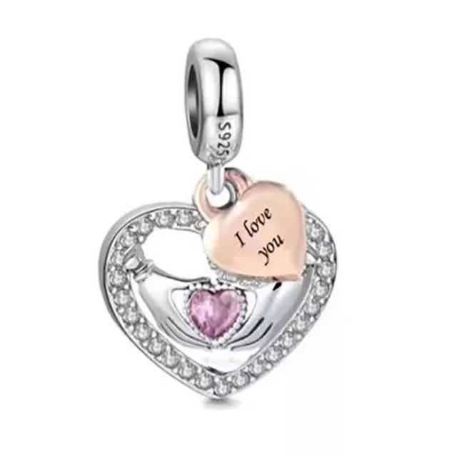 S925 Silver & Rose Gold I Love You Heart Charm Pendant by YOUnique Designs