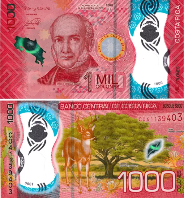 Costa Rica 1,000 Colones, 2019, P-280a, Uncirculated, Polymer