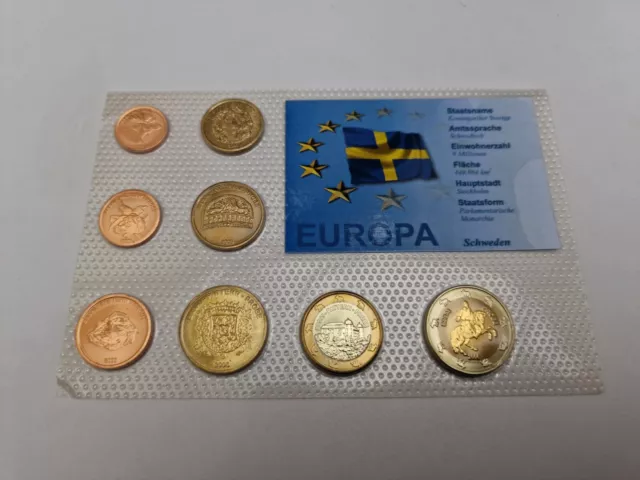 1 Cent - 2 Euro 2006 Specimen TRIAL Probe Excellent Condition Coins set Sweden