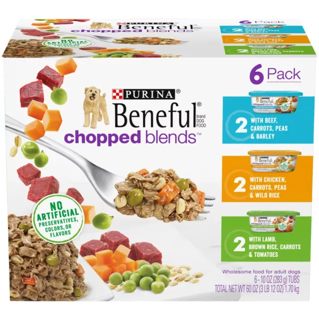 Purina Beneful High Protein Chicken & Beef Wet Dog Food Variety Pack,10 oz Tubs