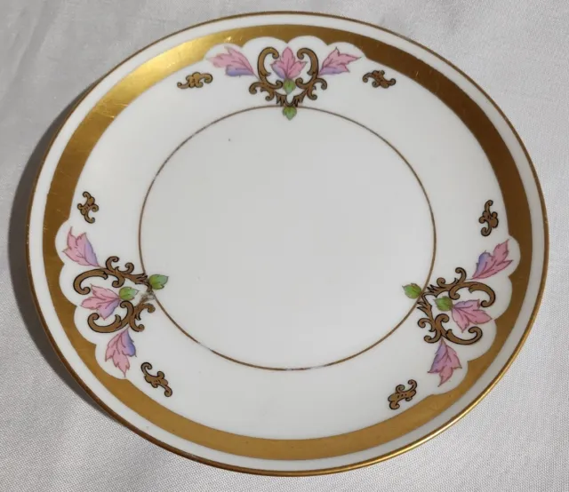 Antique Vintage 6.25” PICKARD Porcelain Hand Painted Gold Trim Plate Art Nouveau