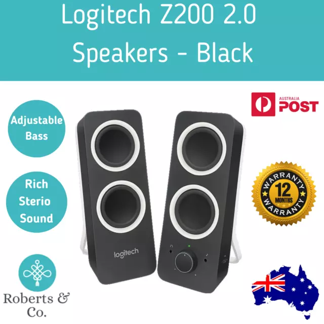 Computer Speakers Logitech Z200 Multimedia Speakers - Midnight Black