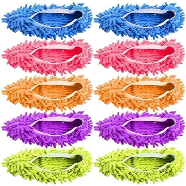 Reusable Microfiber Mop Slippers Shoes 5 Pairs Cleaning House Floor Washable