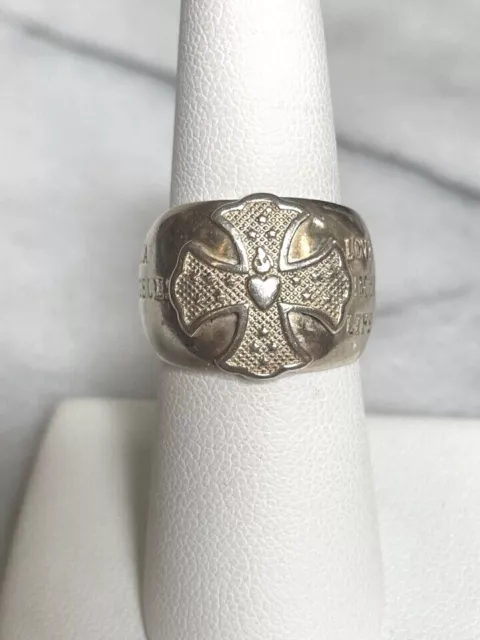 Handcrafted Sterling Silver Maltese Cross Ring By Nialaya - Size 7