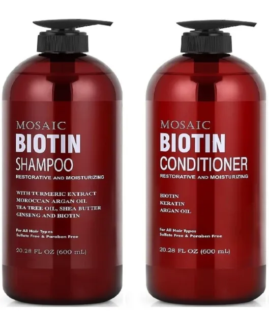 Mosaic Biotin Shampoo & Conditioner Set For Hair Growth (20.28 oz ea) Thickening