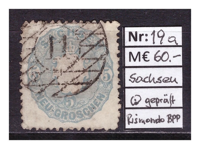 Altdeutschland, Sachsen, MiNr. 19a, Nr.-Stempel 11 Altenburg, gepr. Rismondo BPP