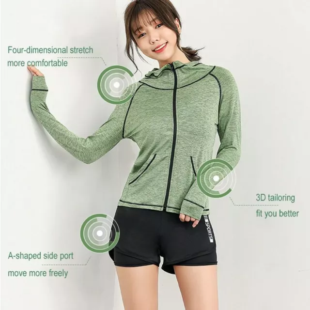 S-3XL Mujer Ejercicio Yoga Juego Deporte Sujetador Jersey Chaqueta Cintura Alta 2