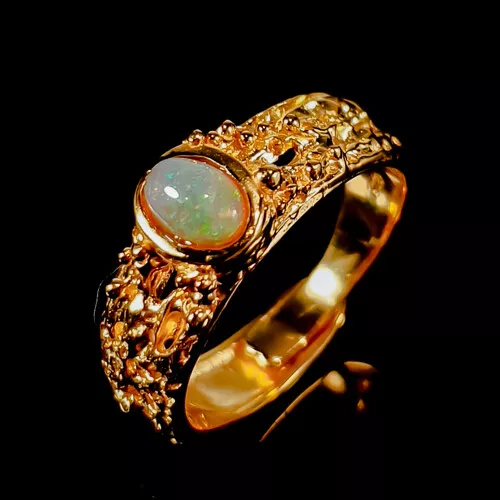 Unique Natural Opal Ring 925 Sterling Silver Size 9 /R348591