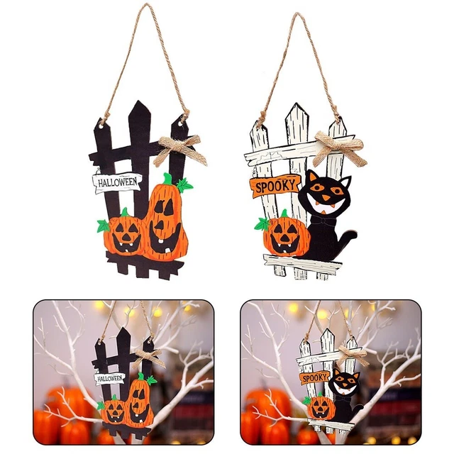 Ciondolo da appendere zucca di Halloween pipistrello da porta gatto nero segno da parete ornamenti