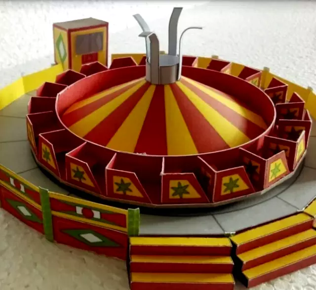 Ho Scale Carnival Fair Ride: The Satelite with LEDs Card Kit YOU Build! 1st Ever