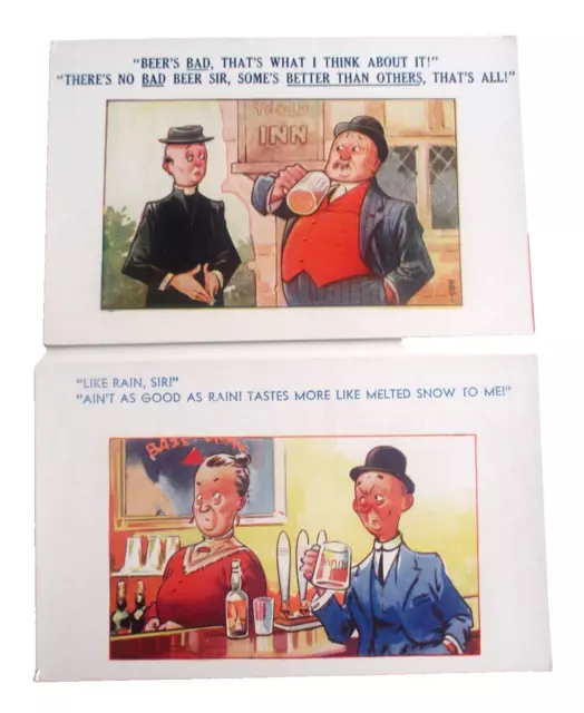 2 Vintage unposted 1910s prelinen Humor postcards