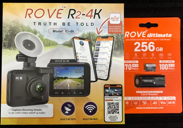 Rove R2-4K Car Dash Cam-4K Ultra HD 2160P - Built-In WiFi & GPS, Parking Mode~JC