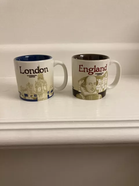 Starbucks Coffee Set Of Two 3 fl oz/89mL London & England Espresso Cups - Unused